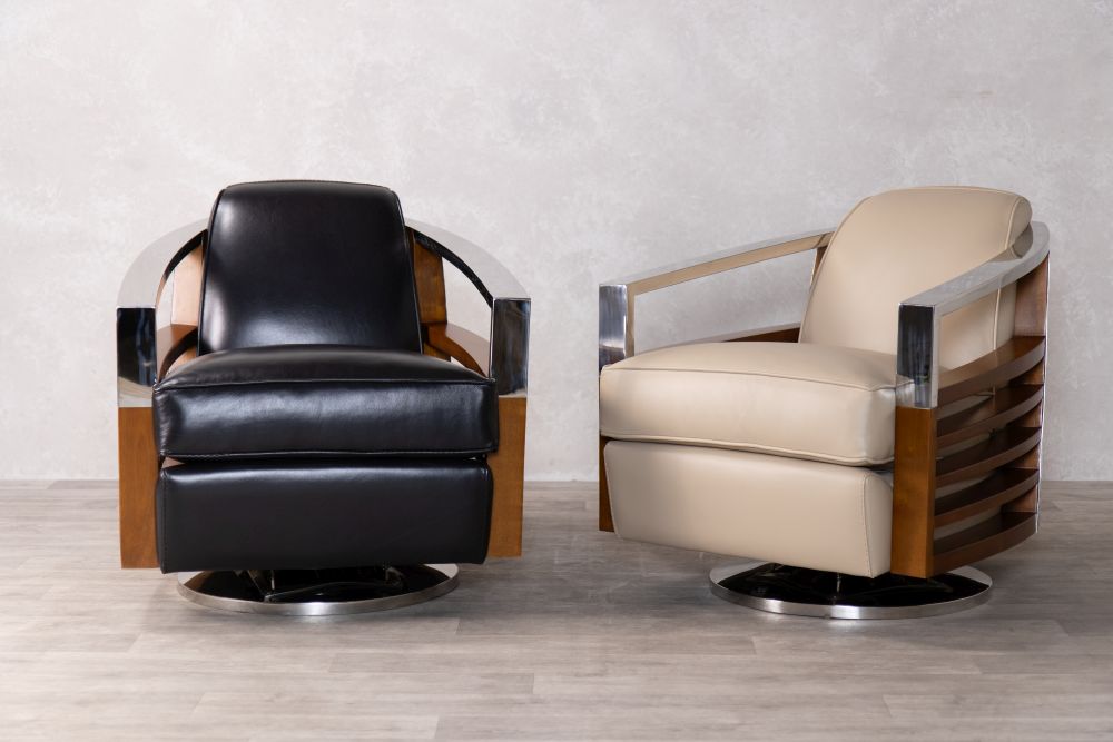Carter Black and Cream Swivel Chairs